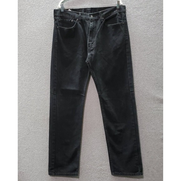 Levi's 505 Men Jeans 36x34 Black Denim Straight Regular Fit Pockets Mid Rise - Picture 1 of 9